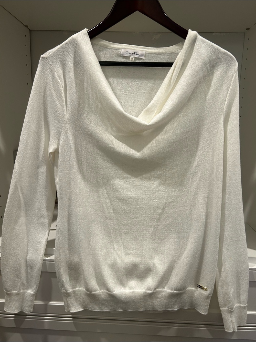 Calvin Klein Cream Cowl Neck Lightweight Sweater